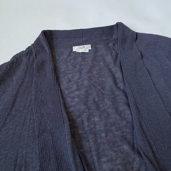 Crea Concept Womens 42 L Open Cardigan Sweater Linen Cotton Blue Duster Turkey - Picture 6 of 10